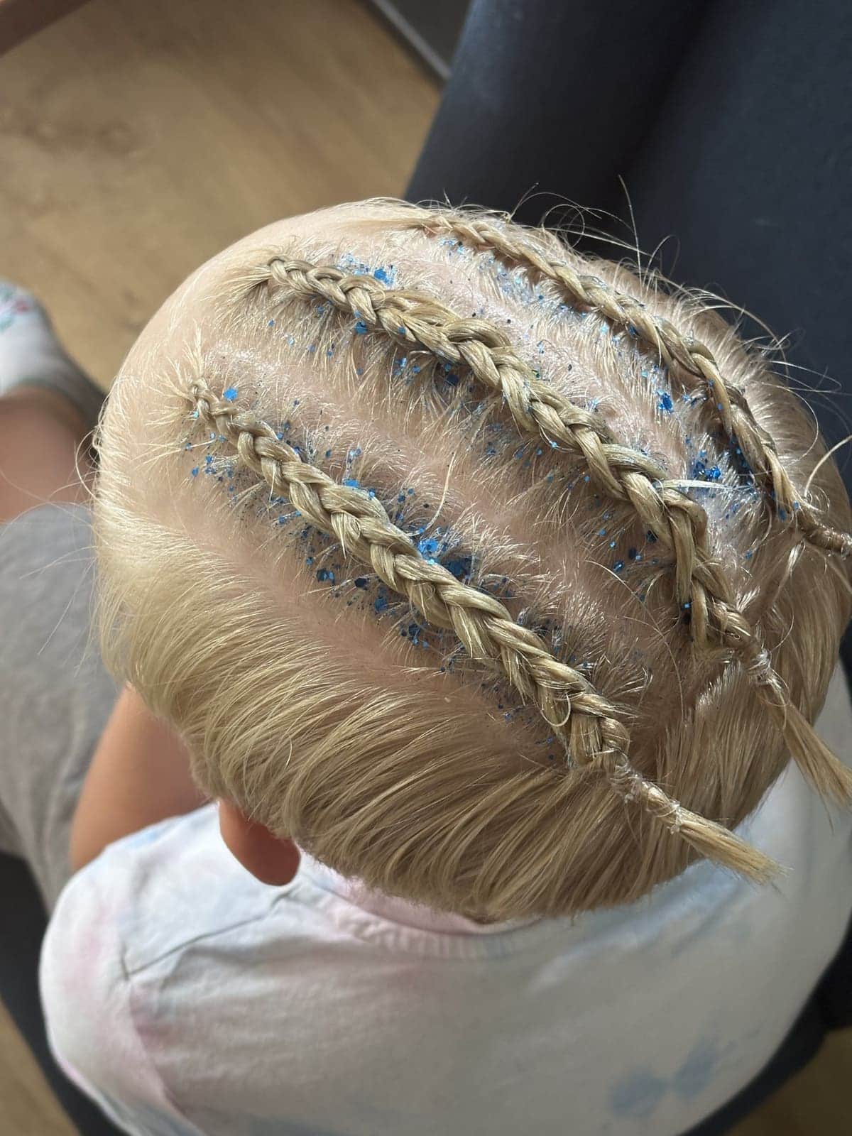 Party braids with blue glitter